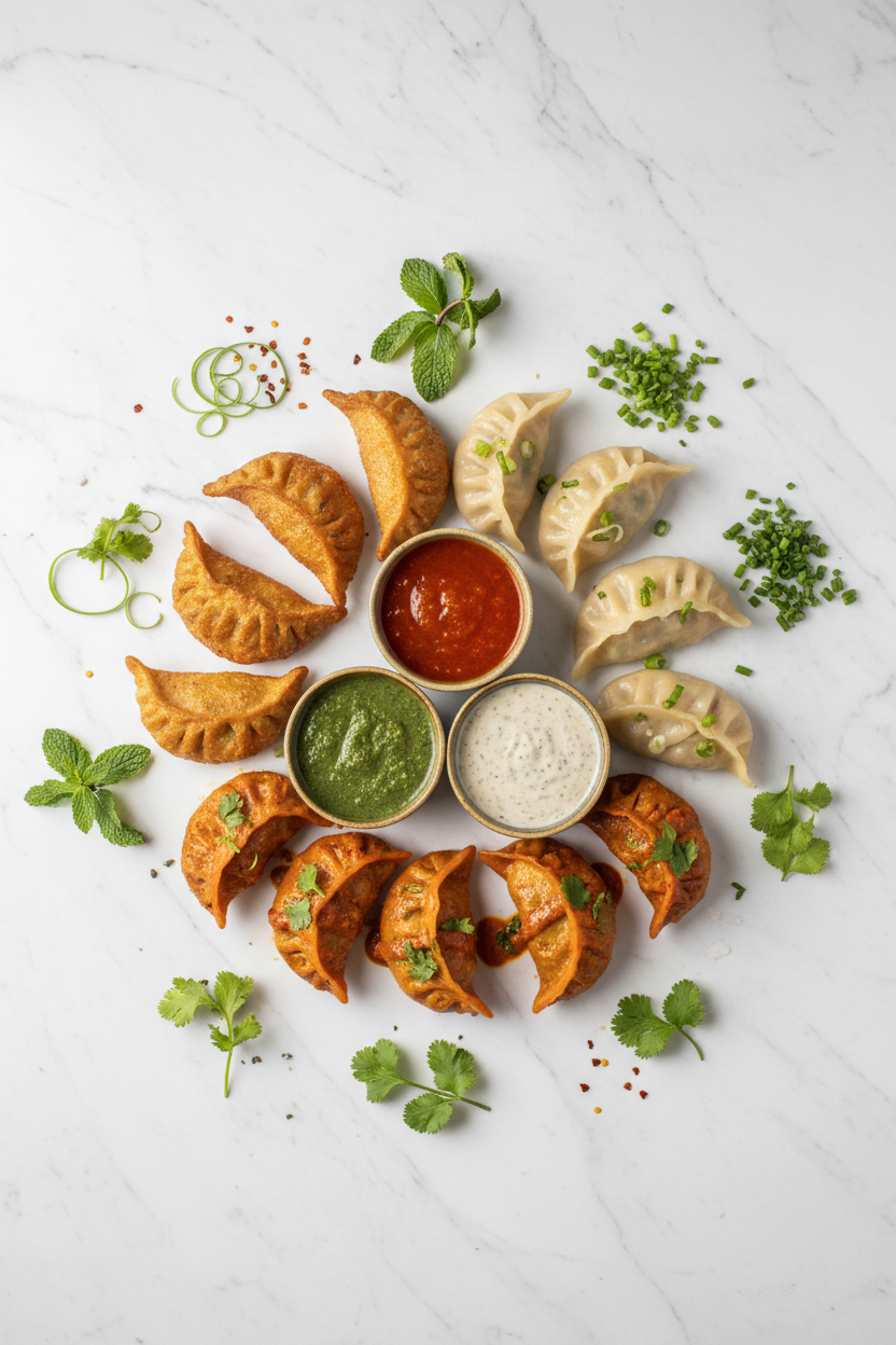 Overhead flat lay momos